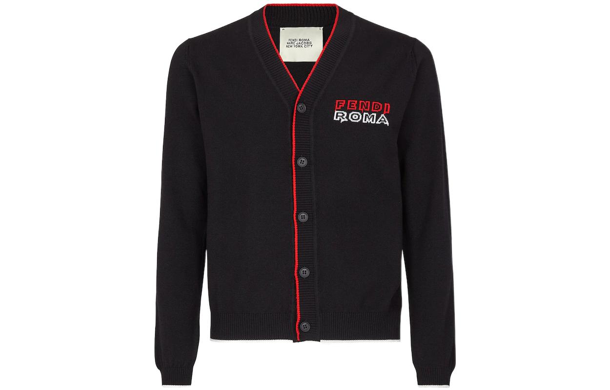 FENDI SS23 Limited Edition V-Neck Letter Knit Sweater Black FZC491ANG2F0QA1