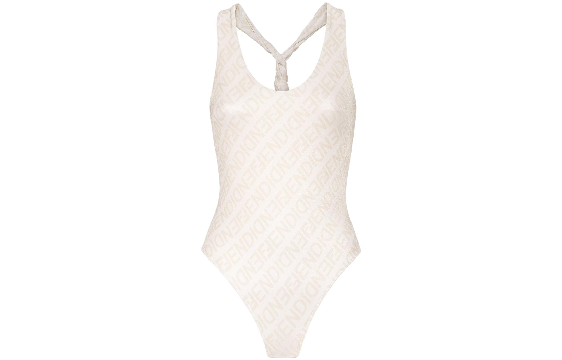 FENDI SS23 Monogram Print One-Piece Swimsuit White. FXBH66AK9KF0ZNM