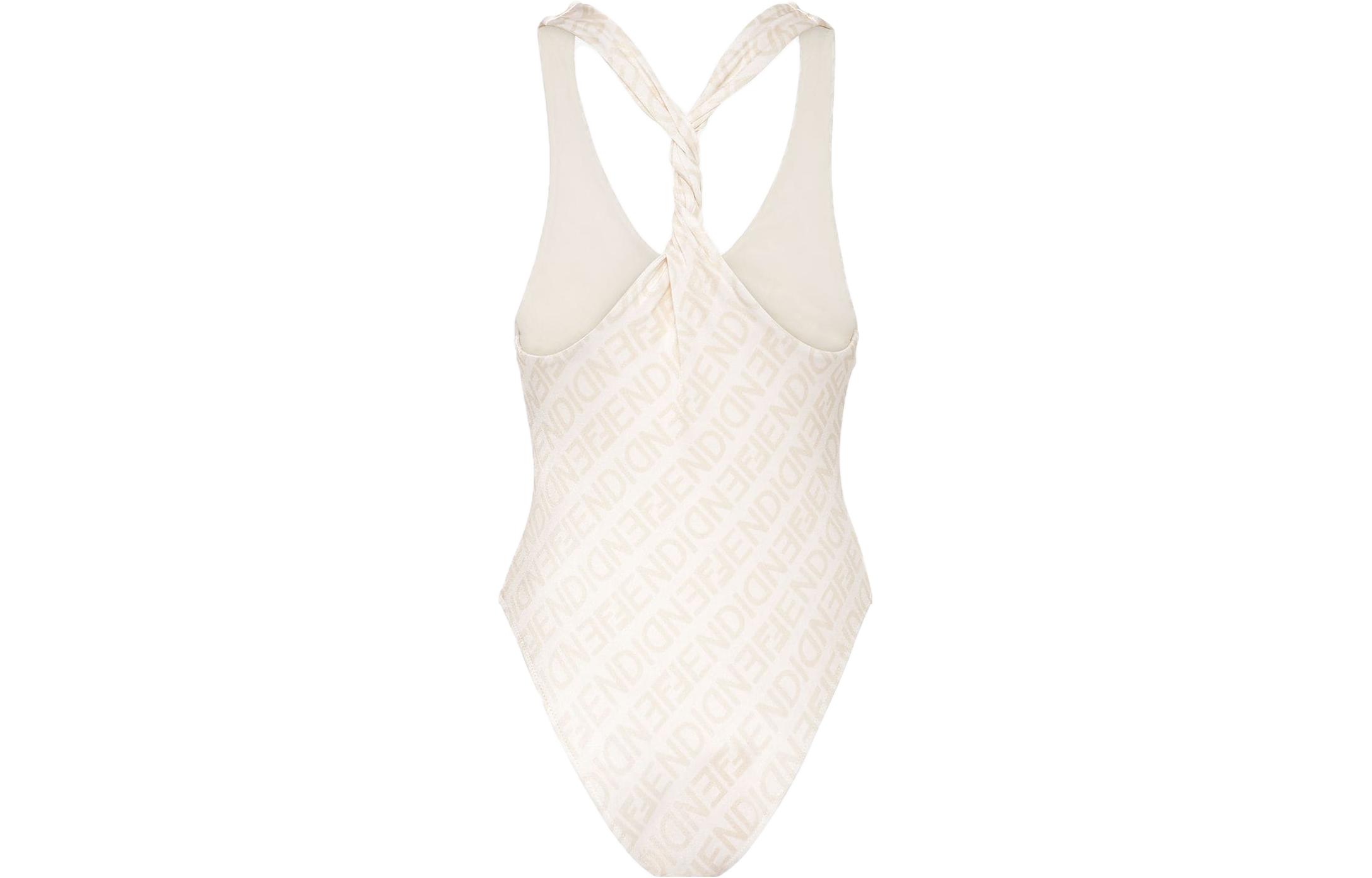 Lookbook FENDI SS23 經典字紋連身泳裝 白色。 FXBH66AK9KF0ZNM