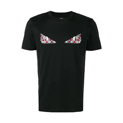 FENDI SS23 Monster Eyes Graphic Black Short Sleeve T-Shirt for Men. FY0894A6ZDF0QA1