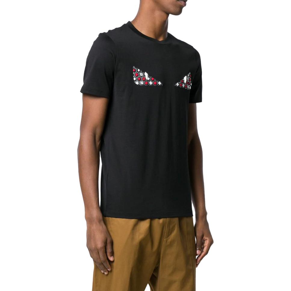 Purchase 펜디 SS23 몬스터 아이즈 그래픽 블랙 반팔 티셔츠 남성용. FY0894A6ZDF0QA1