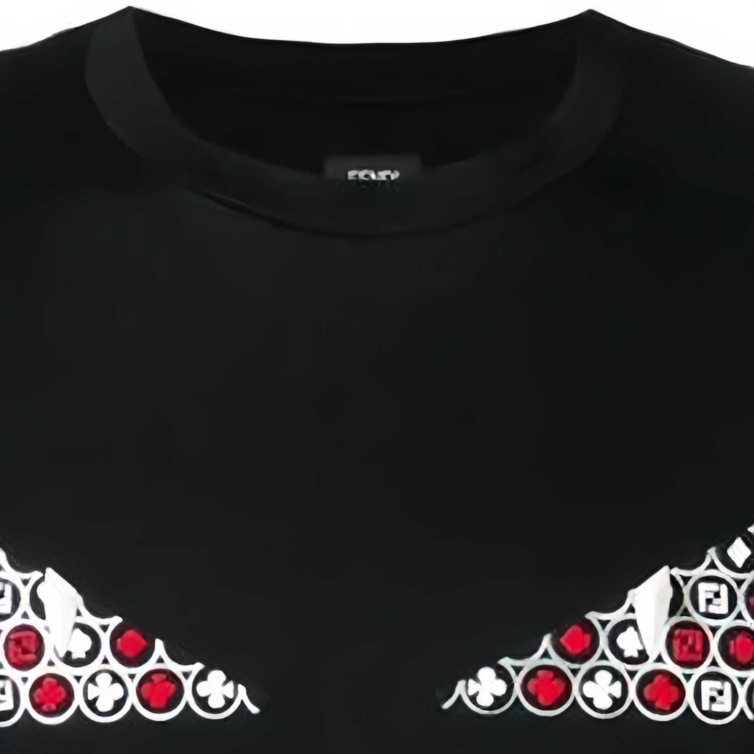 Details for 펜디 SS23 몬스터 아이즈 그래픽 블랙 반팔 티셔츠 남성용. FY0894A6ZDF0QA1