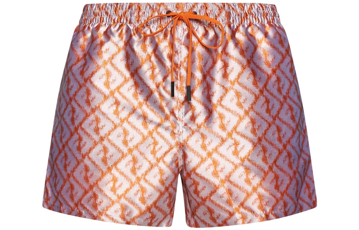 FENDI SS23 Orange Logo Pattern Drawstring Casual Shorts for Men. FXB077AN62F1KRO