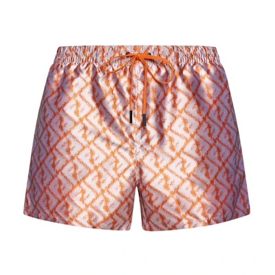FENDI SS23 Orange Logo Pattern Drawstring Casual Shorts for Men. FXB077AN62F1KRO