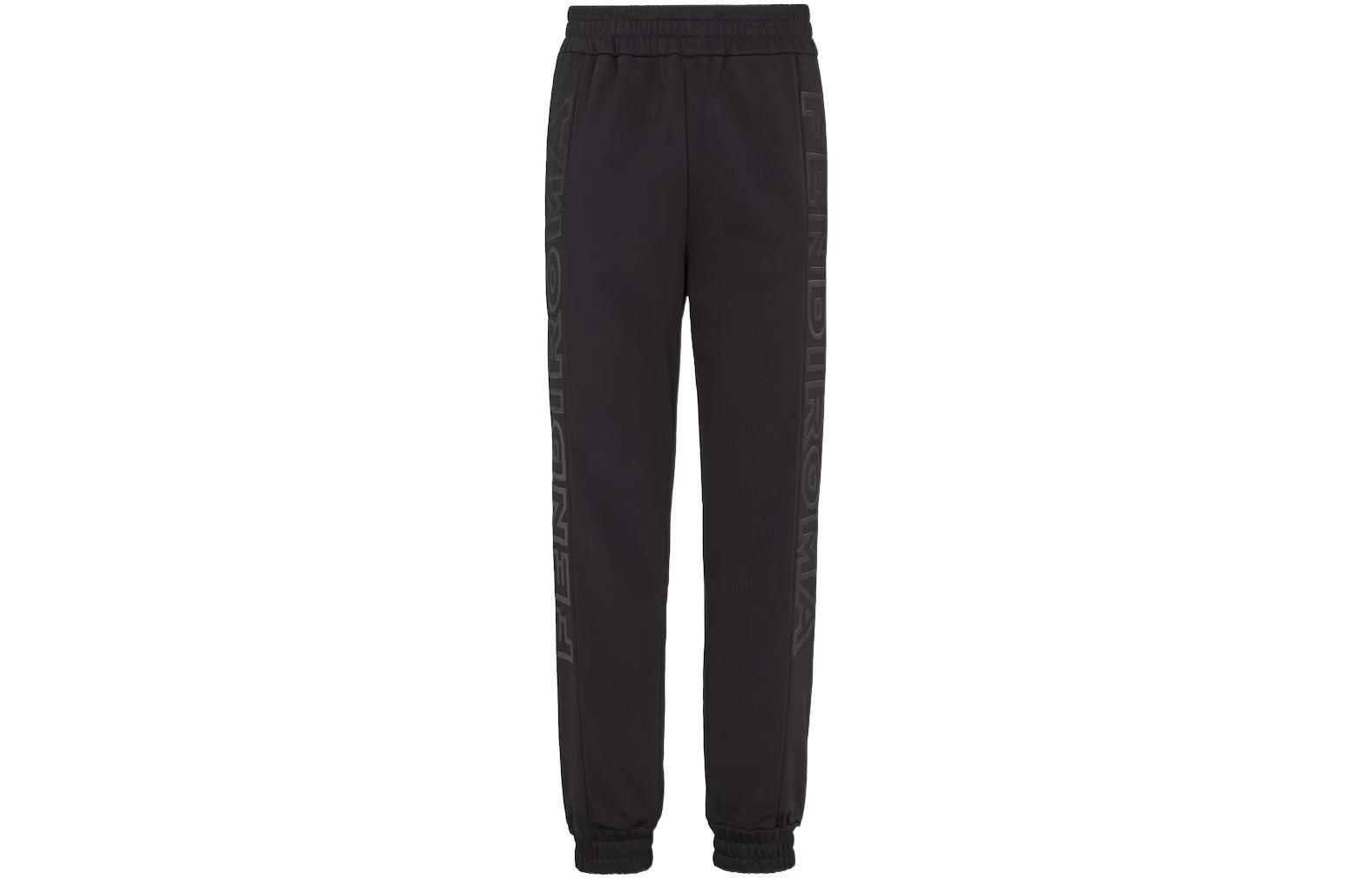 Order FENDI SS23 羅馬膠囊系列黑色針織男裝字母印花運動長褲 FAB755AM0RF0GME