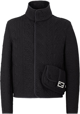 FENDI SS23 Roma Capsule Black Logo Embossed High-Neck Slim Fit Jacket. FW1180AM7ZF0QA1 Order FENDI SS23 Roma Capsule Black Logo Embossed High-Neck Slim Fit Jacket. FW1180AM7ZF0QA1