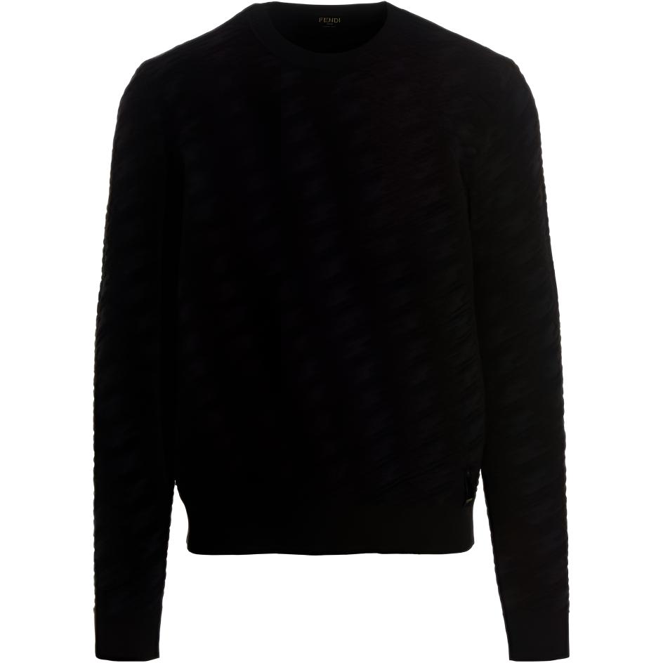 FENDI SS23 Solid Color FF Logo Crewneck Long Sleeve Sweater Black . FZX005AMBUF0QA1