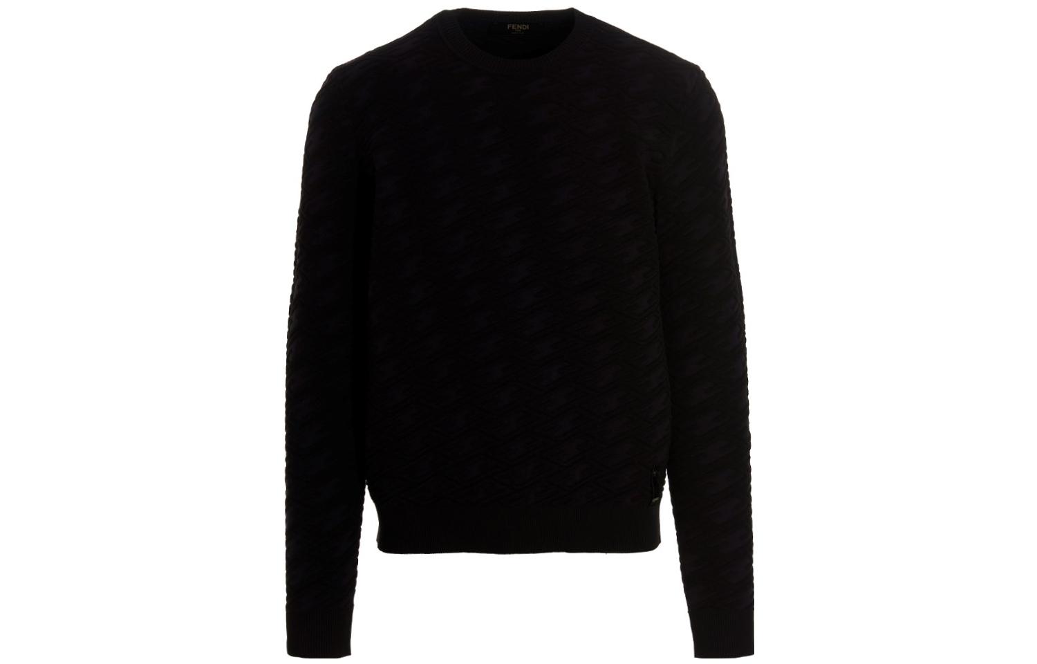 Order FENDI SS23 黑色FF Logo 圓領長袖毛衣 FZX005AMBUF0QA1