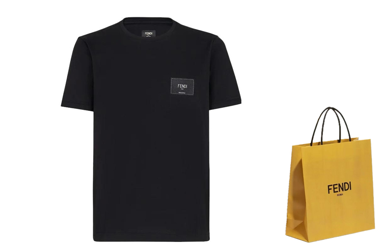 Details for 芬迪SS23纯色标志刺绣提花贴布短袖男士T恤 FY0894A9RLF0QA1