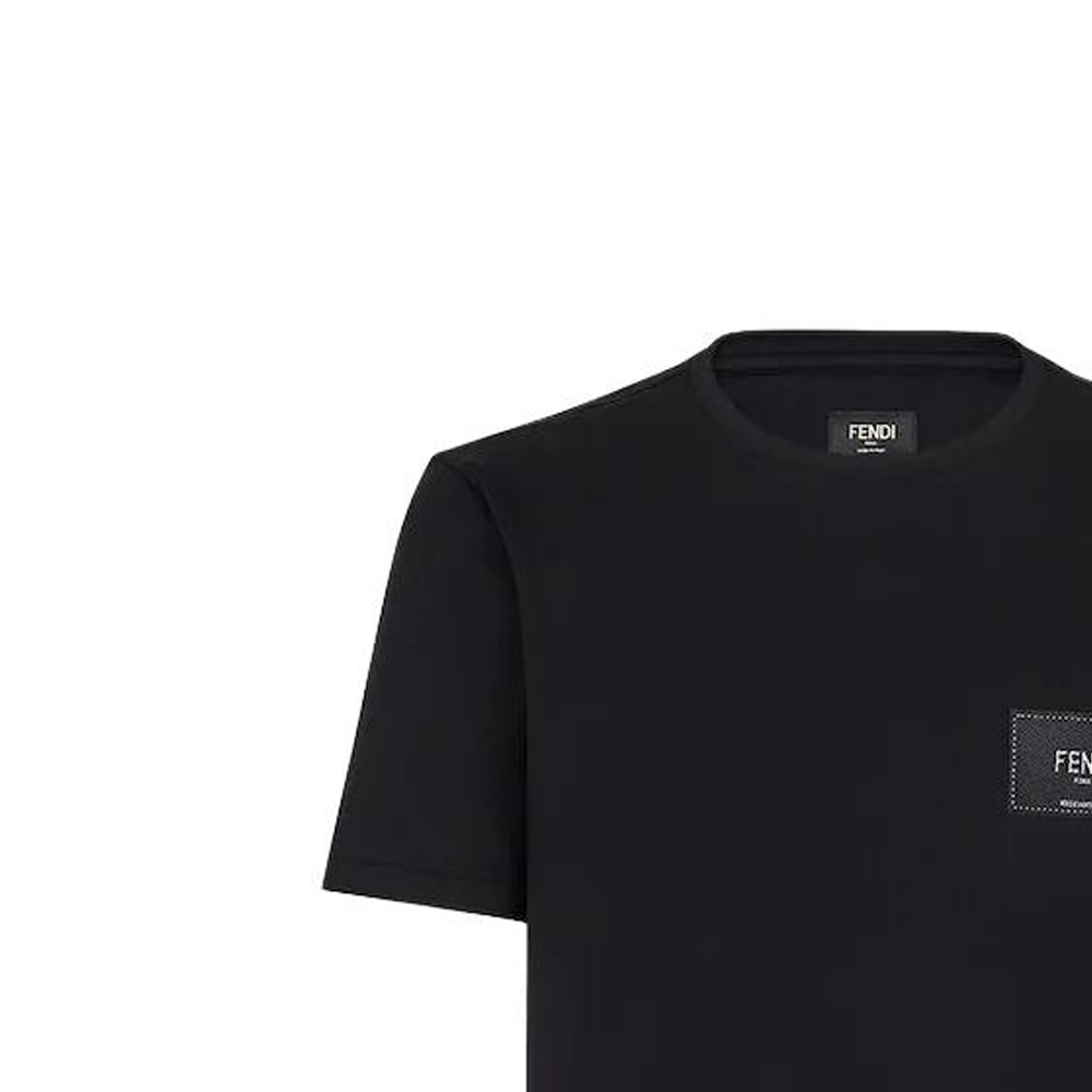 Cheap 芬迪SS23纯色标志刺绣提花贴布短袖男士T恤 FY0894A9RLF0QA1
