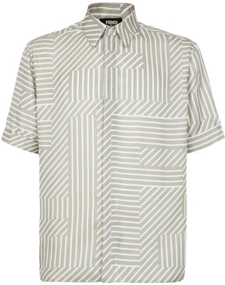 FENDI SS23 Kemeja Lengan Pendek Garis Beige. FS0795APQGF0QB9 Order FENDI SS23 Kemeja Lengan Pendek Garis Beige. FS0795APQGF0QB9