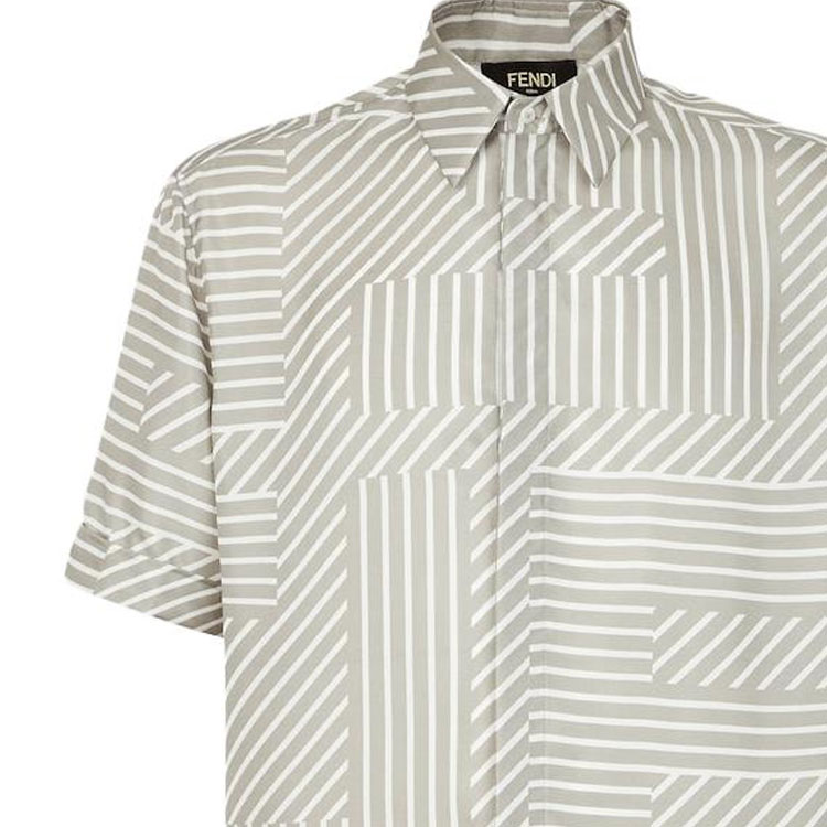 Purchase 芬迪 SS23 条纹短袖钮扣衬衫 米色 FS0795APQGF0QB9