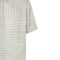 Details for FENDI SS23 Striped Short Sleeve Button-Up Shirt Beige FS0795APQGF0QB9