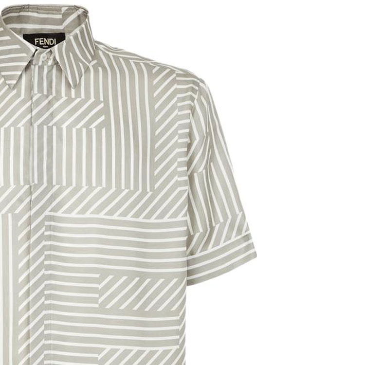 Sizing 芬迪 SS23 条纹短袖钮扣衬衫 米色 FS0795APQGF0QB9