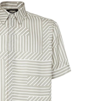 FENDI SS23 Kemeja Lengan Pendek Garis Beige. FS0795APQGF0QB9 Sizing FENDI SS23 Kemeja Lengan Pendek Garis Beige. FS0795APQGF0QB9