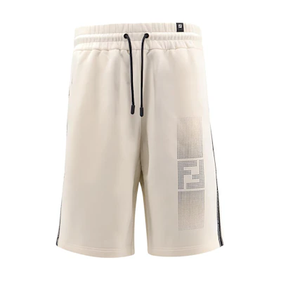 FENDI SS24 Beige Mid-Rise Letter Print Straight Relaxed Shorts. FAB910AR58F0RQ0