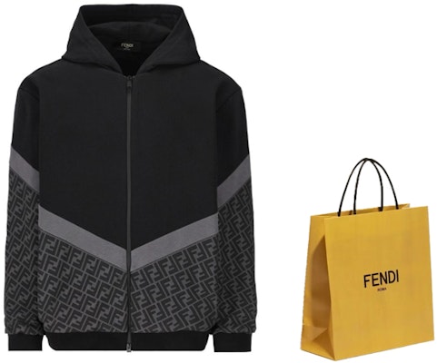 FENDI SS24 黑色連帽拉鍊長袖休閒上衣 FAF709AN67F1N6F Shop FENDI SS24 黑色連帽拉鍊長袖休閒上衣 FAF709AN67F1N6F