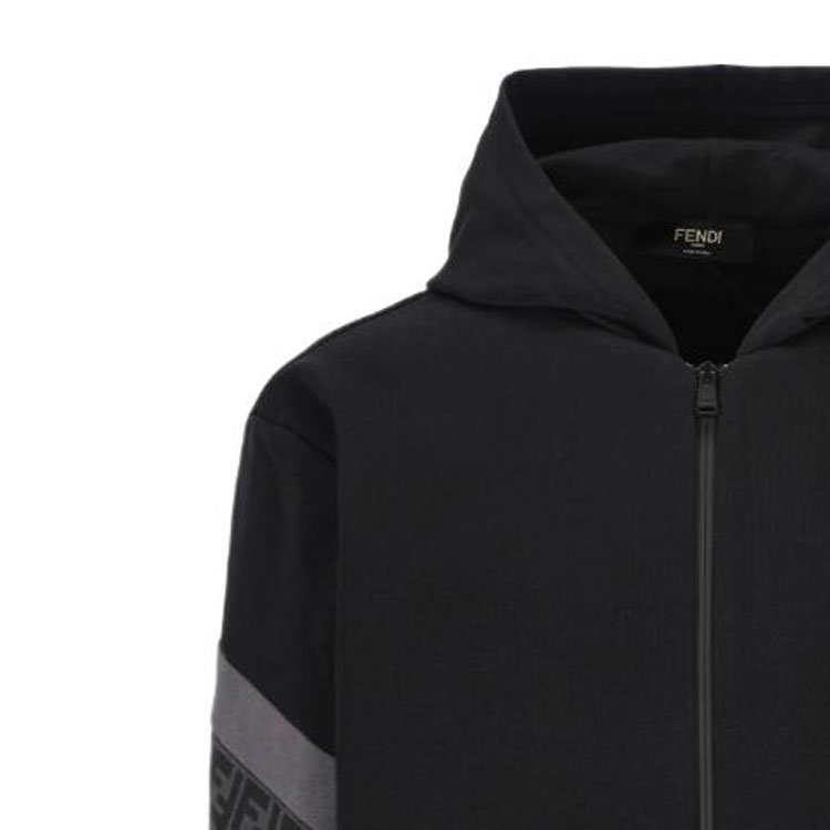 Purchase 芬迪 SS24 黑色连帽拉链长袖休闲卫衣 FAF709AN67F1N6F