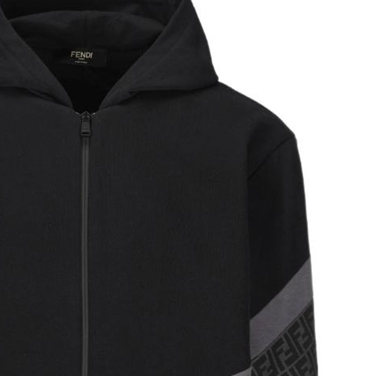 Details for 芬迪 SS24 黑色连帽拉链长袖休闲卫衣 FAF709AN67F1N6F