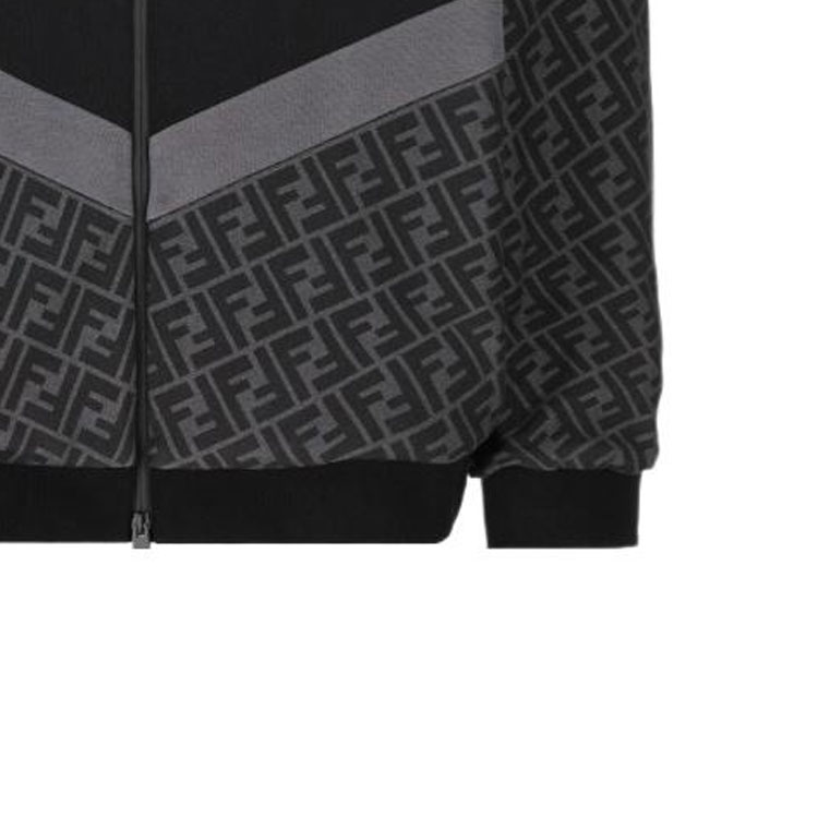 Sizing 芬迪 SS24 黑色连帽拉链长袖休闲卫衣 FAF709AN67F1N6F