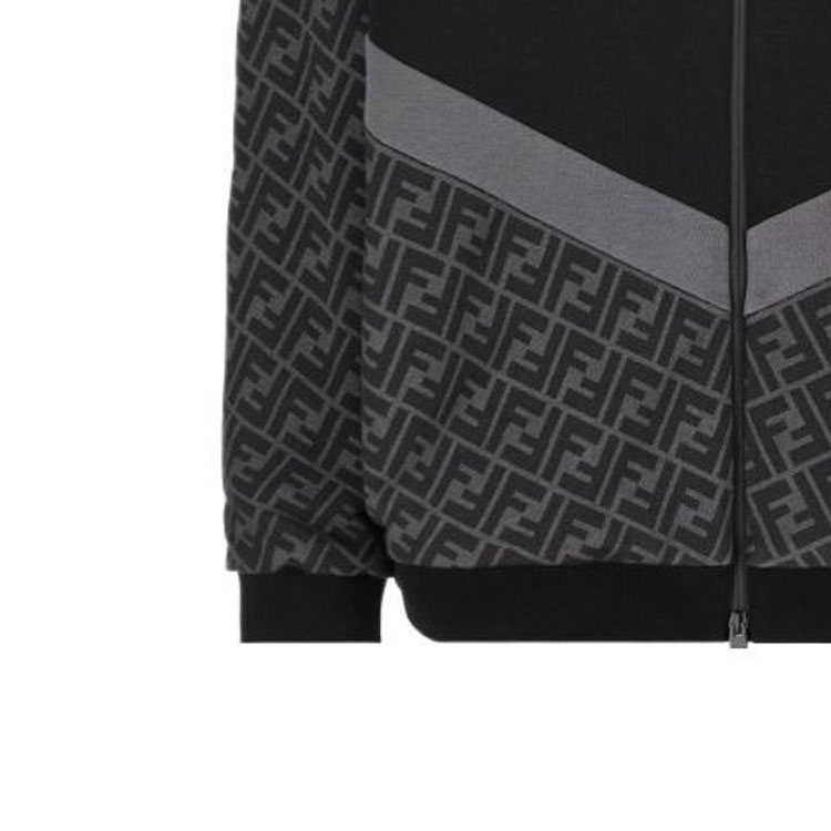 Cheap 芬迪 SS24 黑色连帽拉链长袖休闲卫衣 FAF709AN67F1N6F