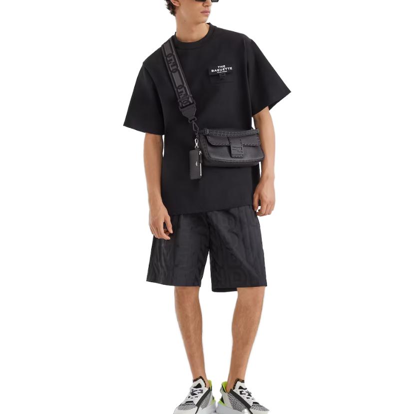 FENDI SS24  Black Letter Print Crewneck T-Shirt FY1240AOFNF0QA1 圖 4