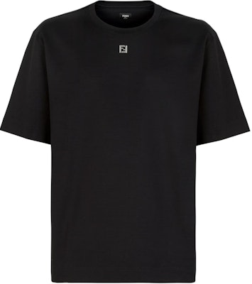 フェンディ SS24 ブラックロゴアプリケ ルーズフィットTシャツ. FY0936ARYYF0QA1 Order フェンディ SS24 ブラックロゴアプリケ ルーズフィットTシャツ. FY0936ARYYF0QA1