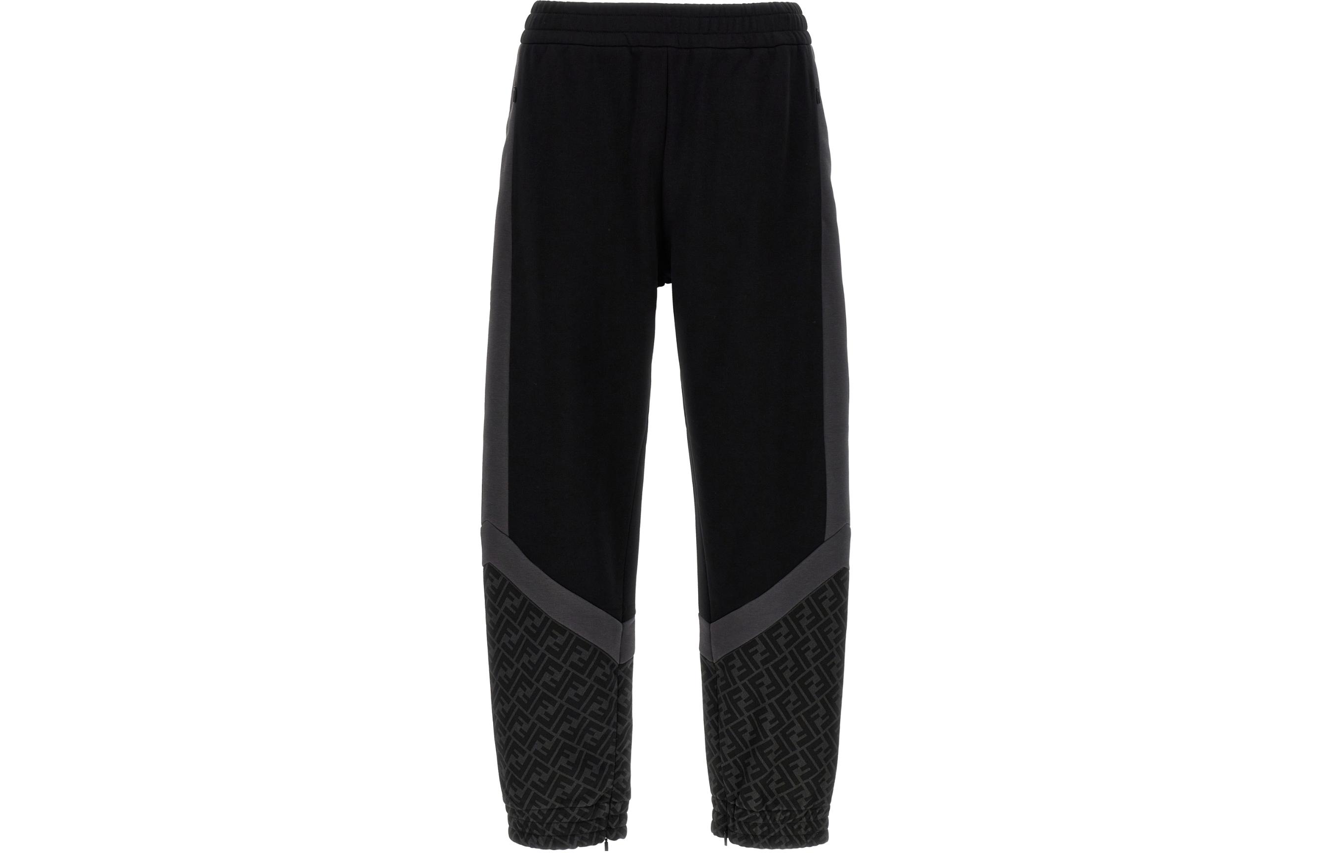 Order FENDI SS24 黑色標誌休閒運動長褲 FAB645AN67F1N6F