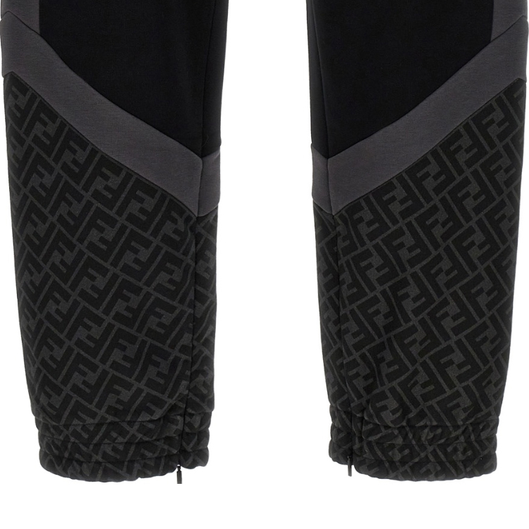 Shop FENDI SS24 黑色標誌休閒運動長褲 FAB645AN67F1N6F