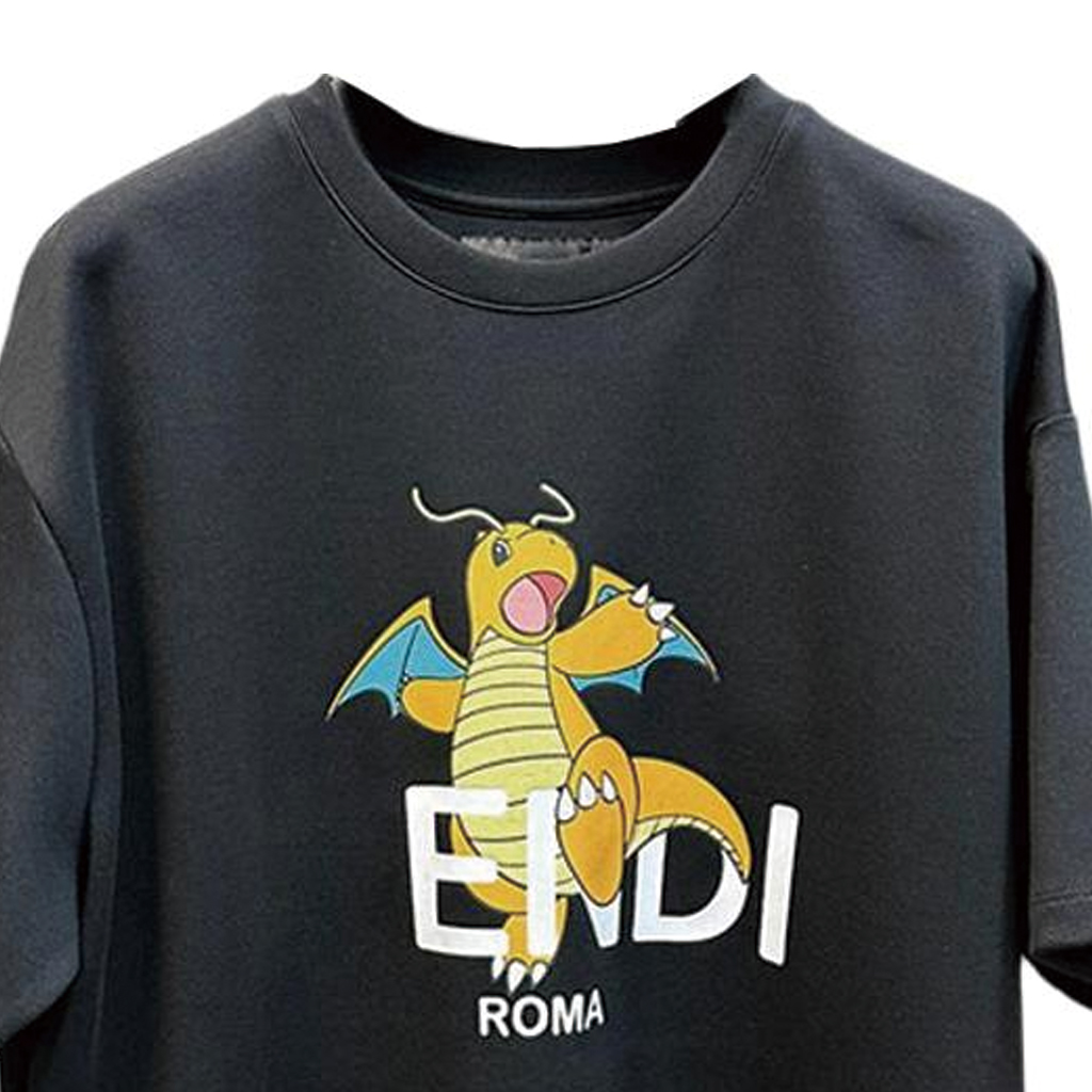 Purchase 芬迪 SS24 黑色卡通印花标志休闲圆领T恤 FY1144AQJLF0QA1