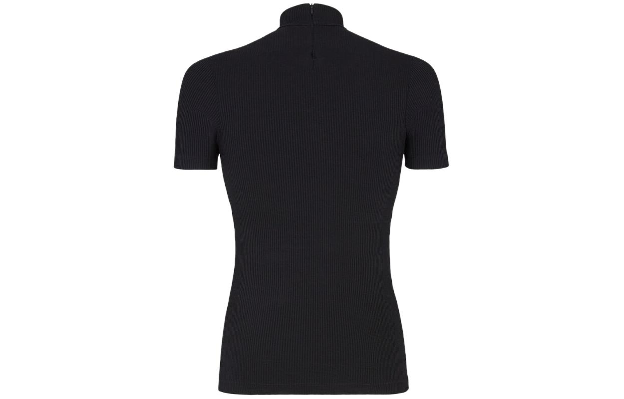 Lookbook 펜디 SS24 블랙 슬림핏 립 니트 터틀넥 셔츠. FY1281AR6SF0QA1