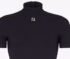 Sizing FENDI SS24 黑色緊身高領羅紋針織上衣。 FY1281AR6SF0QA1