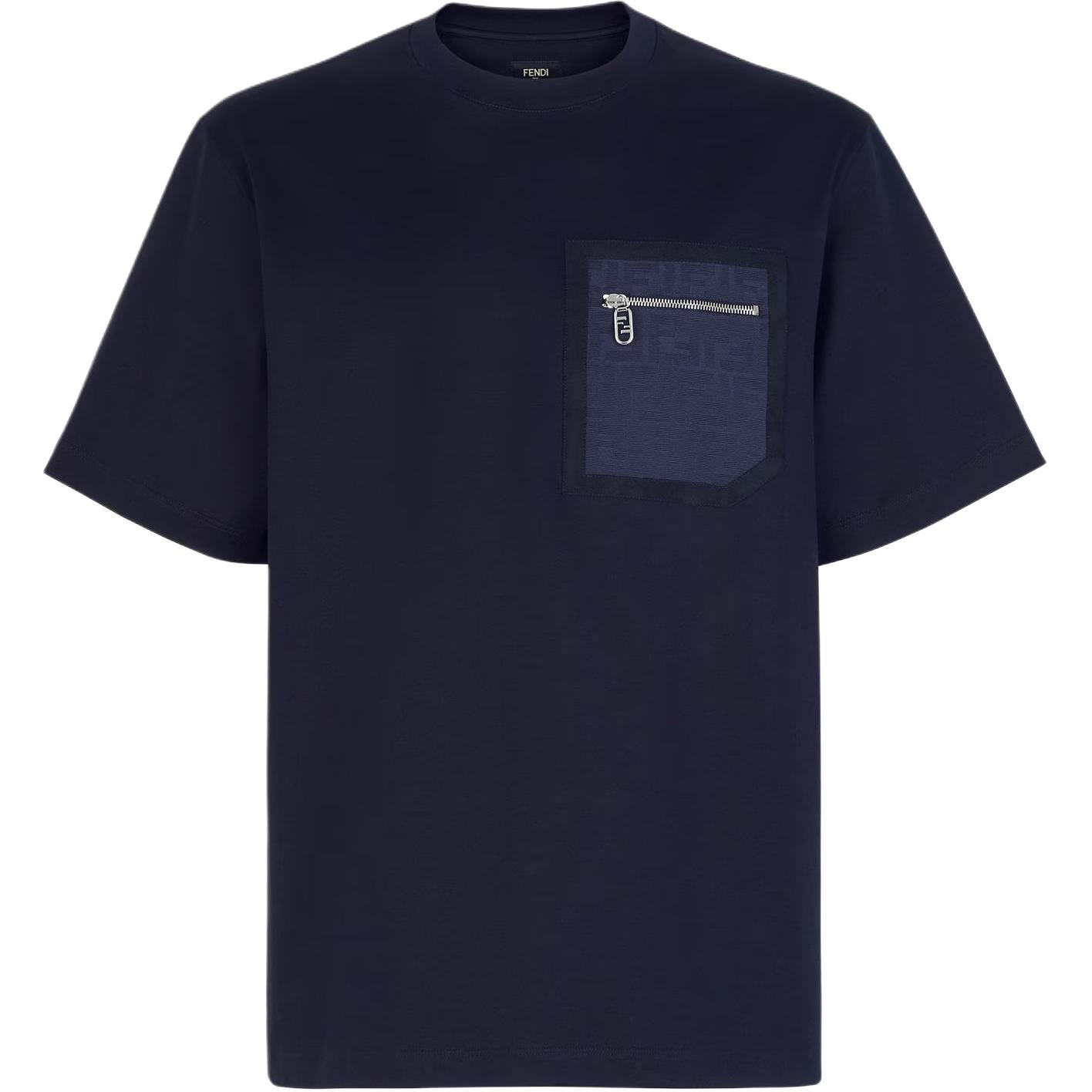 Order FENDI SS24 藍色拉鍊口袋細節圓領T恤 FY1257APM4F0QG0