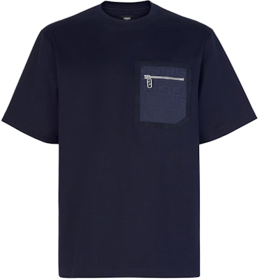 FENDI SS24 藍色拉鍊口袋細節圓領T恤 FY1257APM4F0QG0 Order FENDI SS24 藍色拉鍊口袋細節圓領T恤 FY1257APM4F0QG0