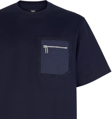 FENDI SS24 藍色拉鍊口袋細節圓領T恤 FY1257APM4F0QG0 Purchase FENDI SS24 藍色拉鍊口袋細節圓領T恤 FY1257APM4F0QG0