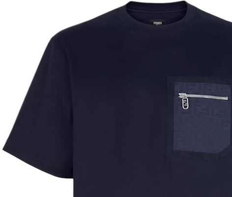 FENDI SS24 藍色拉鍊口袋細節圓領T恤 FY1257APM4F0QG0 Details for FENDI SS24 藍色拉鍊口袋細節圓領T恤 FY1257APM4F0QG0