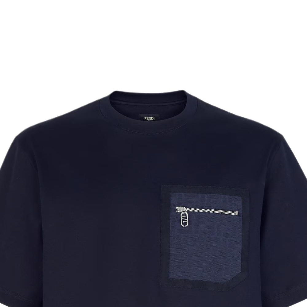 Sizing FENDI SS24 藍色拉鍊口袋細節圓領T恤 FY1257APM4F0QG0