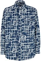 FENDI SS24 Blue Denim Jacket with Logo, Button-Up, Relaxed Fit. FW1292AR9NF0UV2 FENDI SS24 Blue Denim Jacket with Logo, Button-Up, Relaxed Fit. FW1292AR9NF0UV2