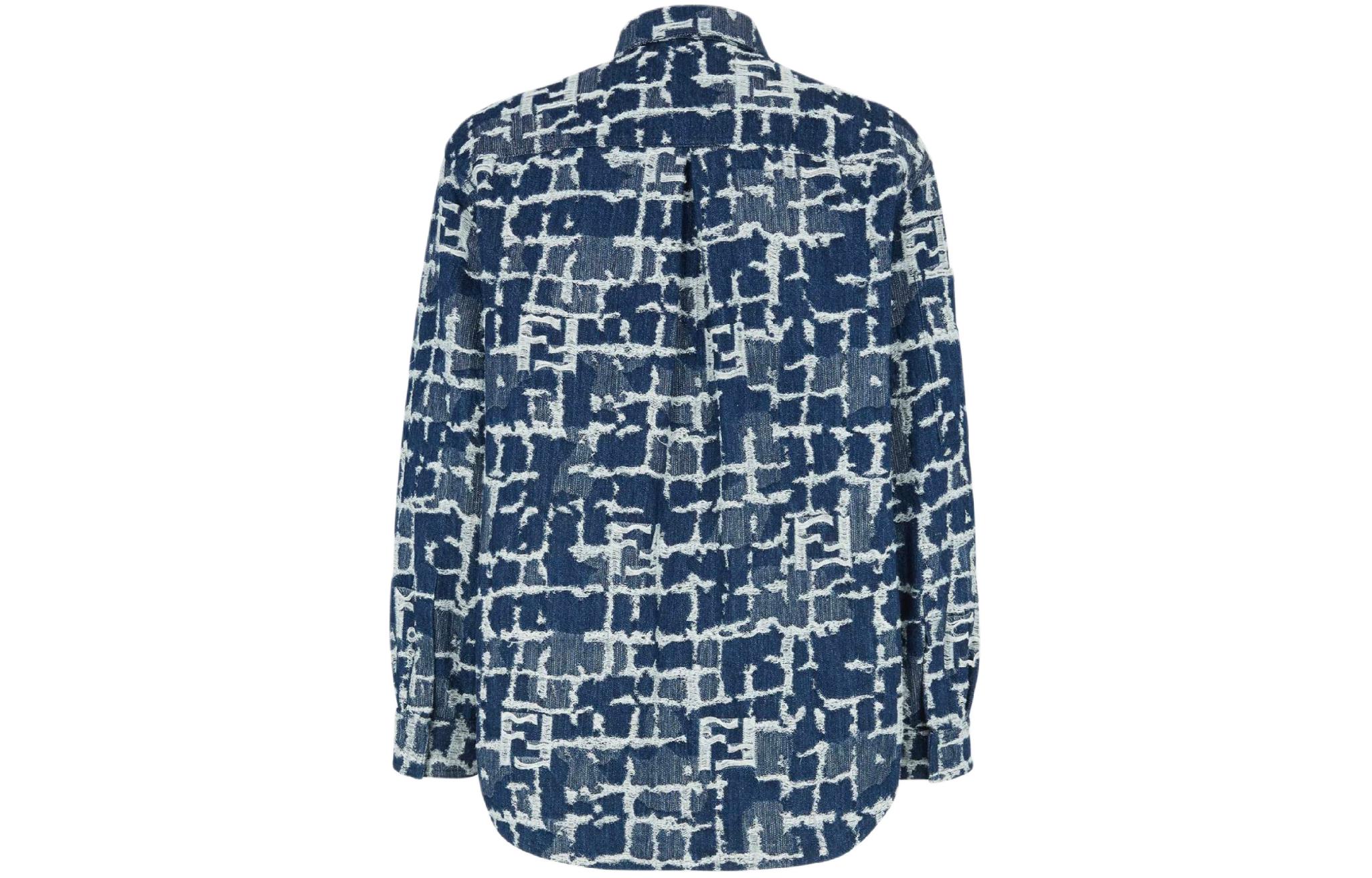 Lookbook フェンディ SS24 ブルーデニムジャケット ロゴ付き ボタンアップ リラックスフィット FW1292AR9NF0UV2