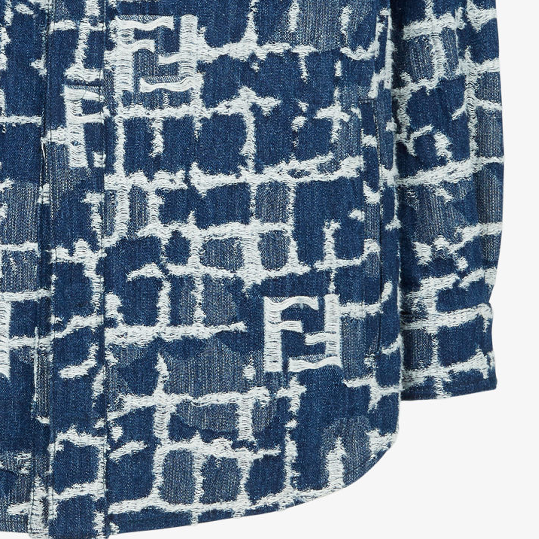 Sizing フェンディ SS24 ブルーデニムジャケット ロゴ付き ボタンアップ リラックスフィット FW1292AR9NF0UV2