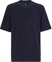 FENDI SS24 Blue Logo Embossed Loose Fit Crewneck T-Shirt. FY0936ARYPF0QB0 FENDI SS24 Blue Logo Embossed Loose Fit Crewneck T-Shirt. FY0936ARYPF0QB0