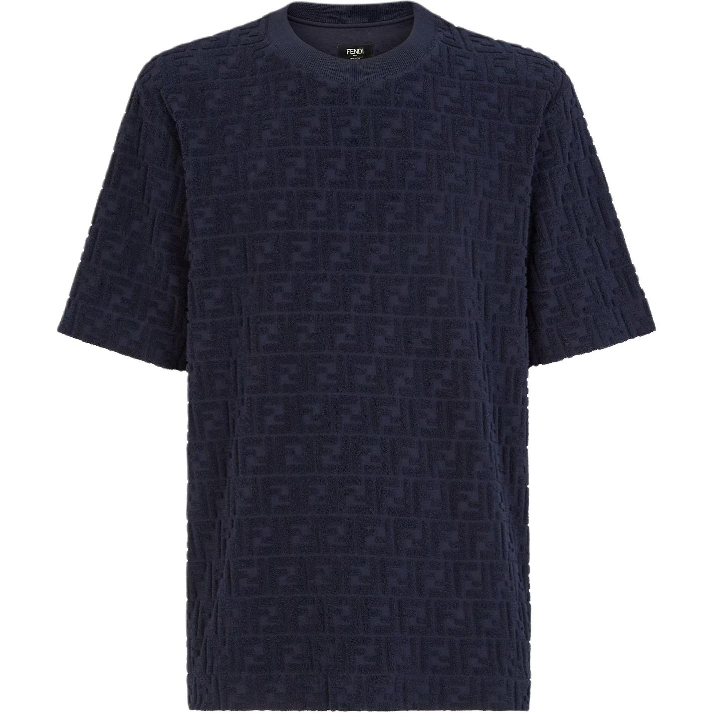 FENDI SS24  Blue Logo Embossed Loose Fit Crewneck T-Shirt. FY0936ARYPF0QB0 圖 2