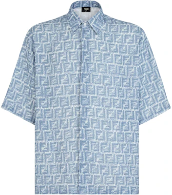 펜디 SS24 로고 프린트 스냅 버튼 블루 반팔 셔츠. FS0795AR62F0GCT Order 펜디 SS24 로고 프린트 스냅 버튼 블루 반팔 셔츠. FS0795AR62F0GCT