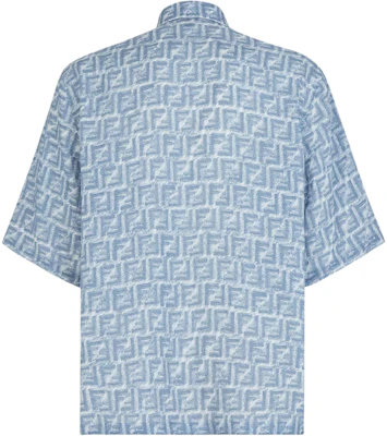 펜디 SS24 로고 프린트 스냅 버튼 블루 반팔 셔츠. FS0795AR62F0GCT Lookbook 펜디 SS24 로고 프린트 스냅 버튼 블루 반팔 셔츠. FS0795AR62F0GCT