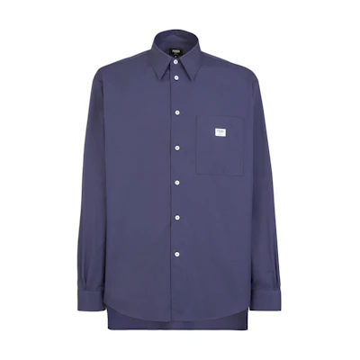FENDI SS24 Blue Solid Color Long Sleeve Button-Up Shirt. FS1285ARXOF04V6