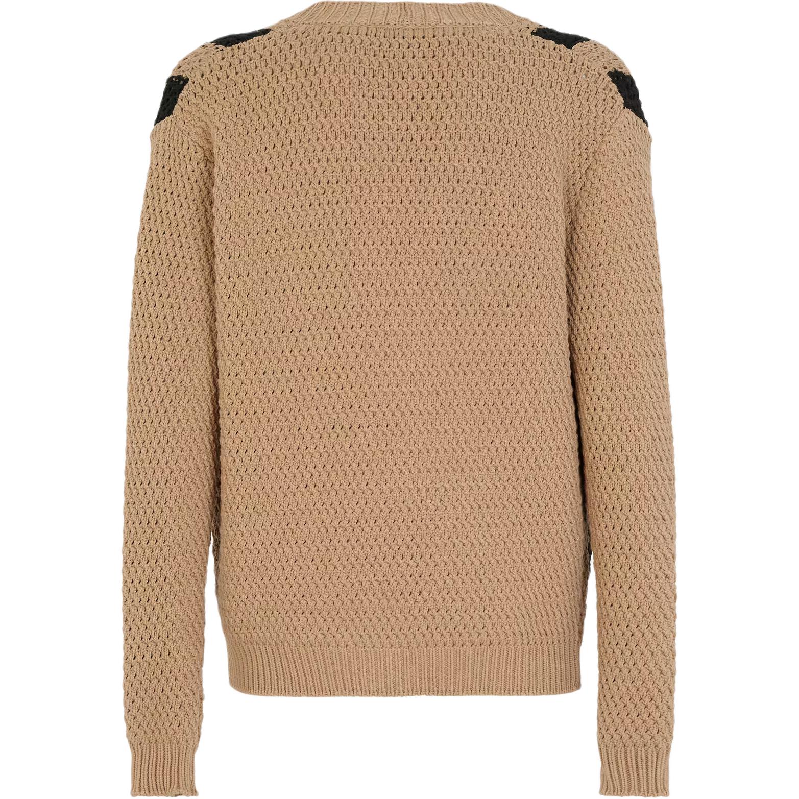 Lookbook FENDI 2024春夏 棕色條紋V領長袖針織開襟衫。 FZC149ARZEF0KBZ