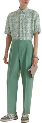 FENDI SS24 Green Short Sleeve Shirt with All-Over Logo Print. FS0795AR62F1MTQ Shop FENDI SS24 Green Short Sleeve Shirt with All-Over Logo Print. FS0795AR62F1MTQ