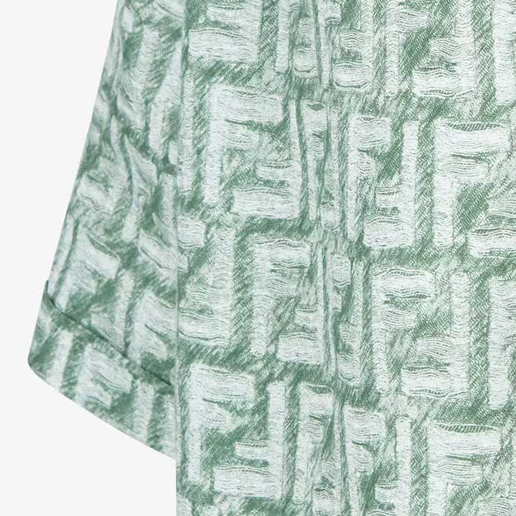 Details for FENDI SS24  Green Short Sleeve Shirt with All-Over Logo Print. FS0795AR62F1MTQ