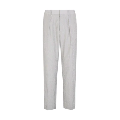 FENDI SS24 Grey Striped Straight-Leg Zipper Casual Pants with Side Pockets FB0767ARX1F1NIQ