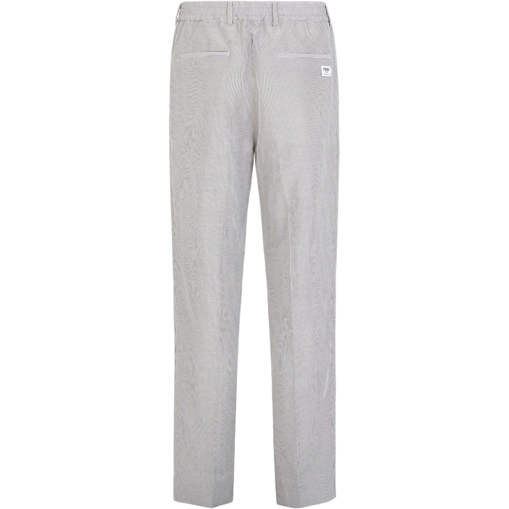 Lookbook 芬迪 SS24 灰色条纹直筒拉链休闲裤带侧口袋 FB0767ARX1F1NIQ